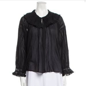 Doen Black Cotton Voile Blouse